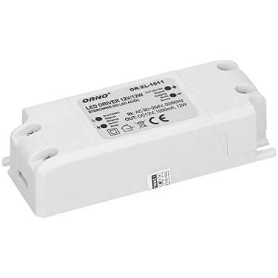 Afbeelding van Orno Transformator 12 V (90 VAC 254 naar VDC) voor G4 MR11 MR16 GU5.3 led lampen of ledstrips (6 W 50 W), IP20 (12 W)