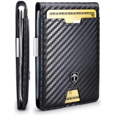 Afbeelding van TRAVANDO Austin Slim herenportemonnee met geldclip RFID blokkering en geschenkdoos, carbon