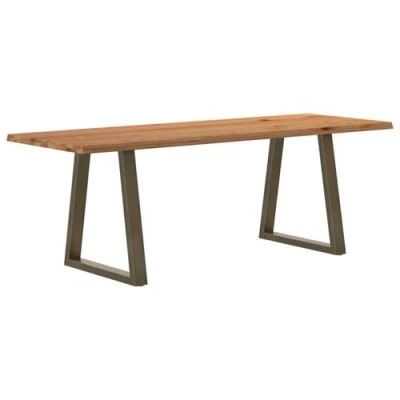 Image de vidaXL Table à manger avec bord naturel 220x80x74 cm bois massif chêne3304042
