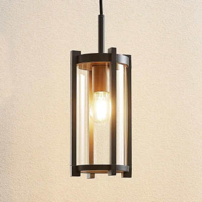 Afbeelding van Lucande Hanglampen buiten 1licht drukgegoten aluminium, glas H: 29.5 cm E27 grafiet