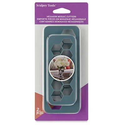Afbeelding van 2 metalen snijders zeshoek mozaïek Premo Sculpey