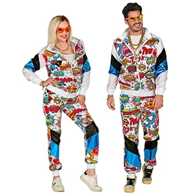 Afbeelding van Widmann Jaren 80 &amp; 90 Kostuum Bam Poef Paf Sporter Blauw, Zwart Medium Carnavalskleding Verkleedkleding