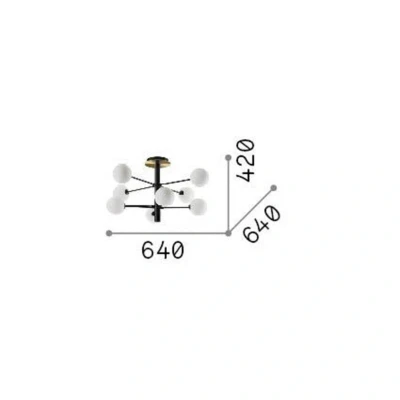 Afbeelding van Ideal Lux Cosmopolitan plafondlamp zwart metaal glas 8flg.