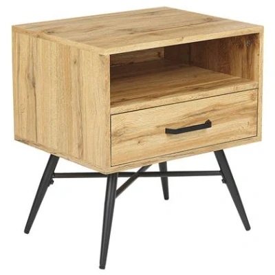 Afbeelding van Beliani LUBOCK Nachtkastje 1 lade Lichte houtkleur MDF