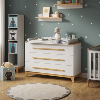 Afbeelding van Vitalispa Commode Malia, Wit/Wit, 133 x 98 cm XL met 3 laden