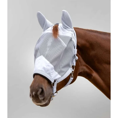 Afbeelding van Waldhausen Premium vliegenmasker met halster, oorbescherming, zilvergrijs VB