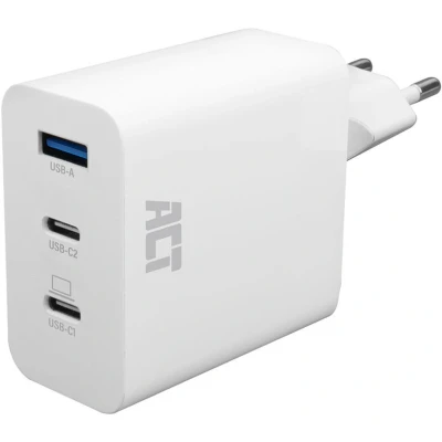 Afbeelding van ACT USB C/USB A lader 65W 3 poorts met Power Delivery PPS, QuickCharge en GanFast