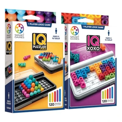 Afbeelding van Smart Games IQ Puzzler Pro + XOXO, logische spellen, reflectiespel, educatieve spellen 6 jaar, bordspellen voor kinderen, reisspelletjes puzzel kinderen