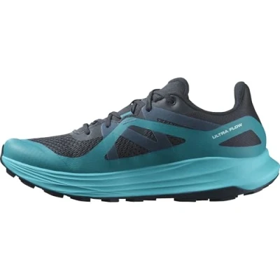 Afbeelding van Salomon Ultra FLOW Trail hardloopschoenen, Heren, Maat: 44 2/3, Carbon/tahitian tide/deep dive Textiel/ synthetisch