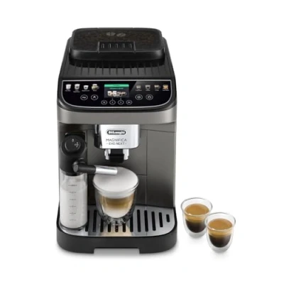 Afbeelding van De&#039;Longhi Magnifica Evo Next ECAM312.80.TB, automatische koffiemachine met melk, koffiebonenmachine, koffie en capuccino, intuïtief touchscreen, 1450 W, zwart/titanium