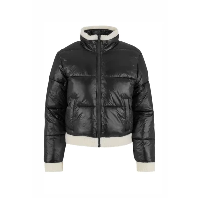 Afbeelding van Urban Classics Shiny Puffer Winterjas, Dames, Maat: XXL, Black whitesand