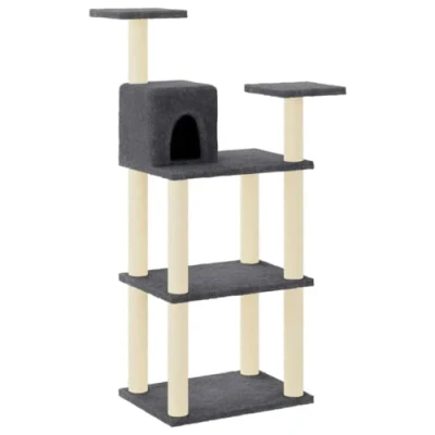 Afbeelding van vidaXL Kattenkrabpaal met sisal krabpalen 118,5 cm donkergrijs