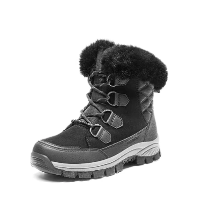 Afbeelding van DREAM PAIRS Gevoerde winterlaarzen voor dames, zwart.