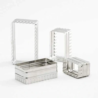 Afbeelding van thermohauser Uitsteekvormpjes (roestvrij staal), rechthoekig, gegolfde rand, 6,4 x 3,7 11,4 6,7 cm