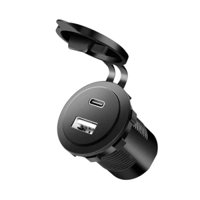 Afbeelding van LogiLink PA0330 Inbouwlader voor auto/vrachtwagen met 1 USB A en C poort, 60 W, PD (Power Delivery) QC 3.0 (Quick Charge)