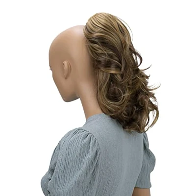 Afbeelding van Prettyshop H95 Haarstuk, 30 cm, paardenstaart, vlecht, golvend, haar extensions, bruin, blonde mix