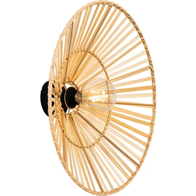 Afbeelding van QAZQA Oosterse wandlamp zwart met naturel bamboe Pua