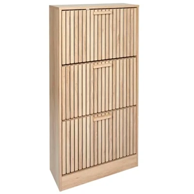 Afbeelding van HOME DECO FACTORY Schoenenkast met 3 deuren, klaus ingang, woonkamer, bruin, 60 x 113 24 cm