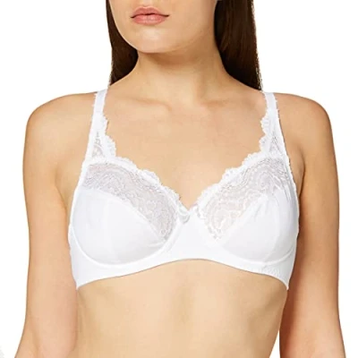 Afbeelding van Playtex Met beugels van microvezel, Flower Elegance, ondersteuning en comfort, X1 damesbeha (1 stuk), Wit.