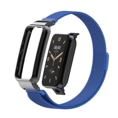 Afbeelding van Milanese loop bandje met case Blauw Xiaomi Smart Band 7 Pro