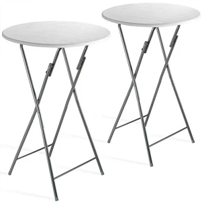 Afbeelding van CASARIA Statafel Set van 2 Inklapbaar houtlook 110cm Ø60cm Wit