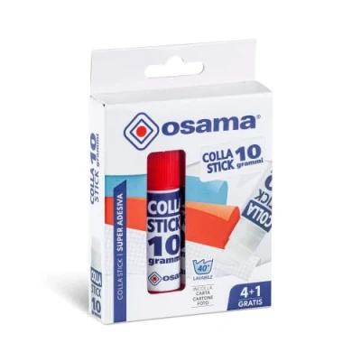 Image de OSAMA Colle Stick Extra Forte, 4 Pièces + 1 Gratuit, 10 gr Set de Idéal pour Papeterie École, Bureau et Université Coulissant, Résistant Adapté aux Enfants, Formule Classique