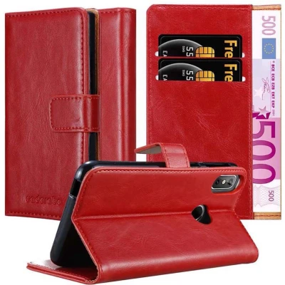 Afbeelding van Cadorabo Hoesje geschikt voor Cubot J3 PRO in WIJN ROOD Beschermhoes met magnetische sluiting, standfunctie en kaartvakje Book Case Cover Etui