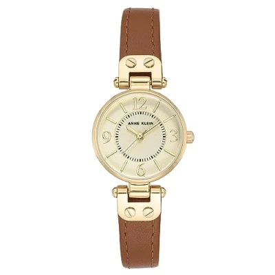 Afbeelding van ANNE KLEIN Dameshorloge met leren band, Bruin, Riem