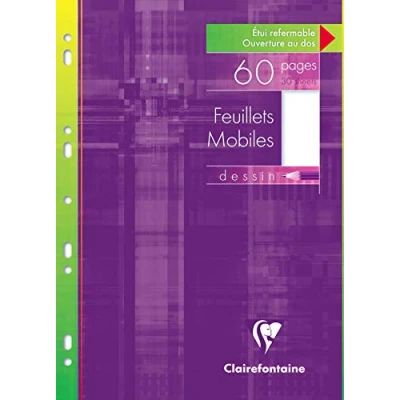 Afbeelding van Clairefontaine 1760C Un Étui de Feuillets Mobiles à Dessin Perforés A4 21x29,7 cm 60 Pages Unies Blanches Papier 125 g Réutilisable