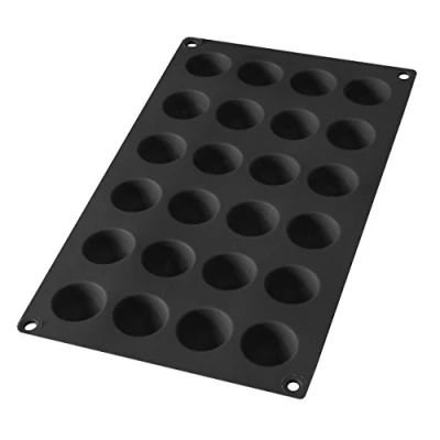 Afbeelding van Lékué Bakvorm Uit Silicone Voor 24 Kleine Halve Bollen Zwart Ø 3cm