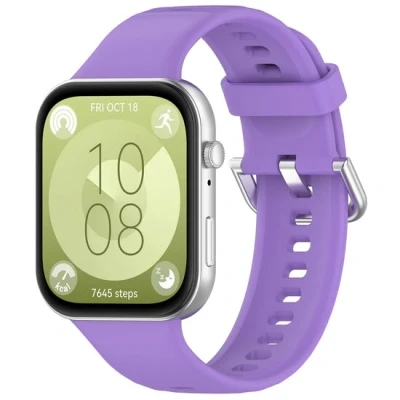 Afbeelding van Siliconen bandje met gesp Paars Huawei Fit 3
