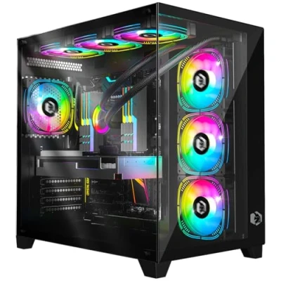 Afbeelding van EMPIRE Gaming (2024 Nieuw) CM 242 PC behuizing ARGB Grand Tower ATX, Micro ATX en ITX 7 ventilatoren 120 mm 3 pins 5 Volt LED RGB adresseerbaar MB Sync Zwart