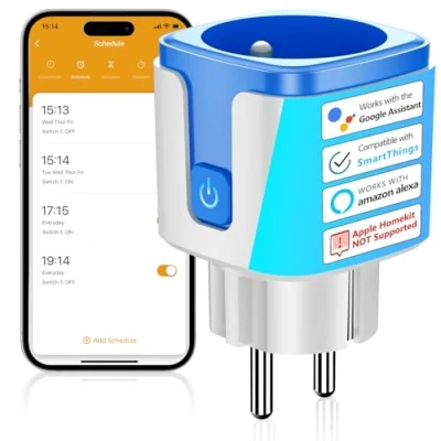 Afbeelding van SURFOU Intelligent wifi stopcontact, type E, elektrische timer, compatibel met Alexa en Google Assistant, programmeerbaar stopcontact timer afstandsbediening, Tuya/Smart Life app, 16 A