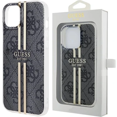 Afbeelding van Guess IML 4G Gold Stripe hoesje voor iPhone 15 Plus / 14 zwart
