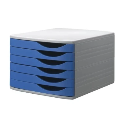 Afbeelding van Jalema 2686356160 Class&#039;Box met 6 kleine laden, lichtgrijs/blauw
