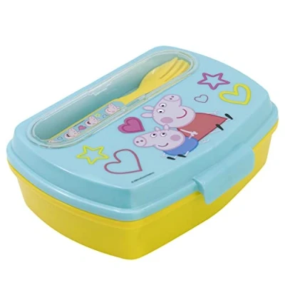 Afbeelding van Stor RECHTHOEKENDE LUNCHDOOS MET DEKKEN PEPPA PIG