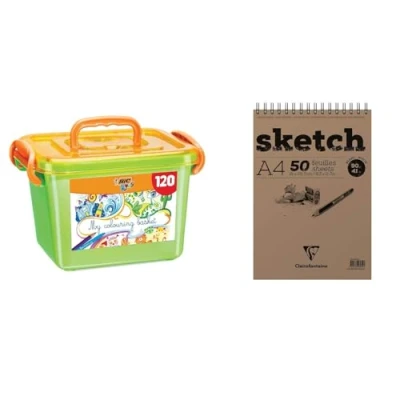 Afbeelding van BIC Kids kleurdoos, 60 kleurpotloden, gekleurde viltstiften, verschillende kleuren, doos met 120 stuks