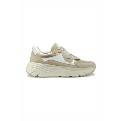 Afbeelding van Geox D Diamanta B Damessneakers, Wit Lt Taupe, 41 EU