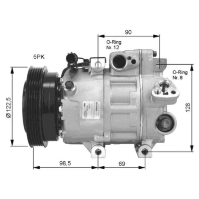 Afbeelding van NRF 32468 AC Compressor HCC VS16 12 PAG 46 Met compressorolie, afdichtring HYUNDAI: i30 I Estate, KIA: cee‘d Hatchback