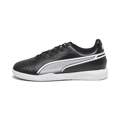 Afbeelding van Puma KING Match IT JR Unisex Zaalvoetbalschoenen voor kinderen, Maat: 32, Black/white Kunststof/ textiel