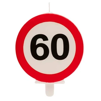 Image de Dekora Originale Anniversaire Panneau Interdit pour Decoration de Gateaux, Bougie 60 Ans, 345402, Multicouleur, Moyen