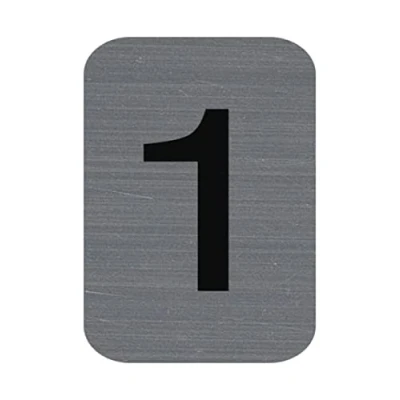 Afbeelding van Exacompta Ref. 67181E 1 x CIFFRE kleefplaat Bedrukte wandplaat Op alle ondergronden Geborsteld aluminium look Afmetingen: 2,5 4,4 cm