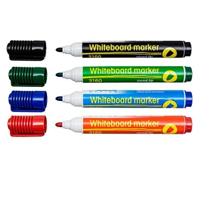 Afbeelding van D.RECT 3160 whiteboard marker met ronde punt, 4 stuks (blauw, zwart, rood, groen)