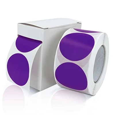 Afbeelding van 500 stuks ronde 38 mm paarse stickers kleine plakpunten kleurcodering verwijderbare cirkelstickers weerbestendig met dispenserdoos