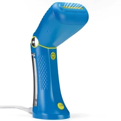 Afbeelding van Conair Extreme Steam Handheld Kledingstomer GSC24BLE, met een afneembare watertank van 90ml, snelle opwarmtijd 35 seconden, Lichtgewicht Reis Kledingstomer, Wereldwijd Gebruik Blauw