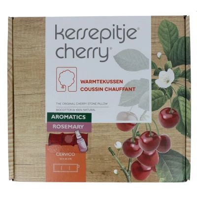 Afbeelding van Kersepitje® Cervico Aromatics Rozemarijn Langwerpig Kersenpitkussen Pittenzak Magnetron Incl. Aromaspray Valentijn Valentijncadeautje