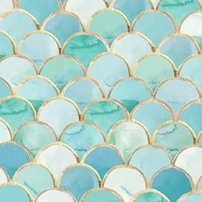 Afbeelding van Set van 20 servetten turquoise gouden bladeren tafeldecoratie decoupage servettechniek 33 x cm