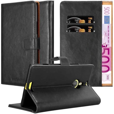 Afbeelding van Cadorabo Hoesje geschikt voor Nokia Lumia 1520 in ZWART GRAFIET Beschermhoes met magnetische sluiting, standfunctie en kaartvakje Book Case Cover Etui