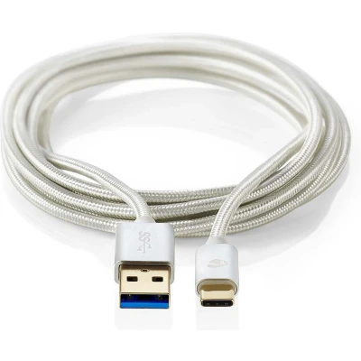 Afbeelding van Nedis USB Kabel 3.2 Gen 1 A Male C 15 W 5 Gbps Verguld 1.00 m Rond Gevlochten / Nylon Aluminium Cover Window Box
