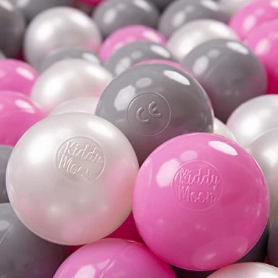 Afbeelding van KiddyMoon 700 x 7 cm speelballen voor ballenbak gemaakt in EU parel/grijs/roze